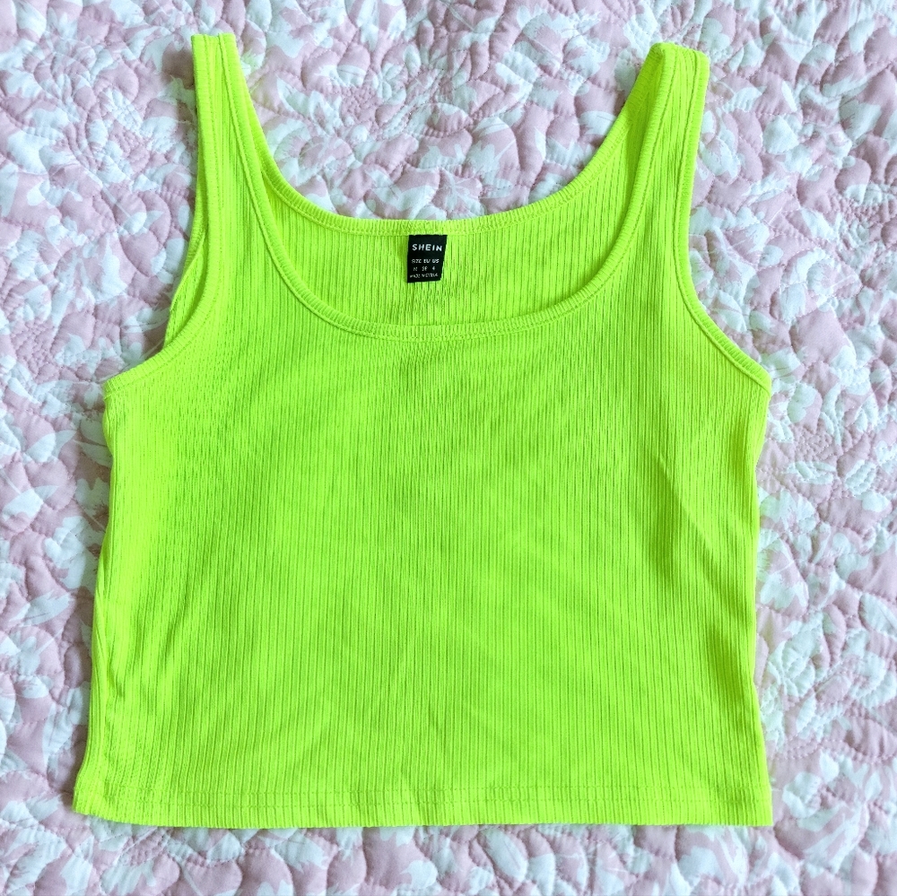 SHEIN  NEON Ribbed Crop Tank Top